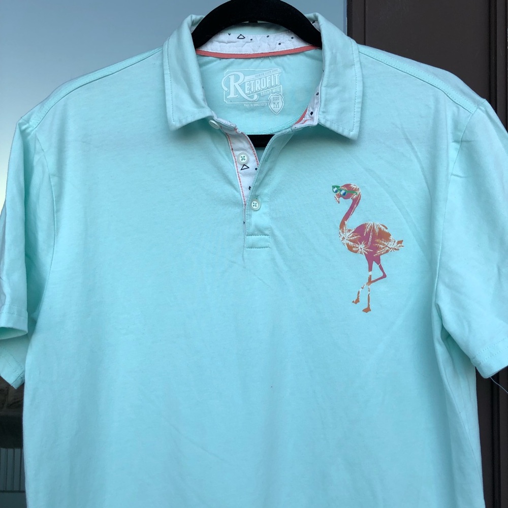 Retrofit Clothing Cyan Flamingo Polo M